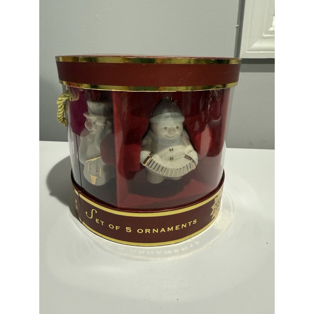 Lenox For The Holidays Porcelain Snowman Ornaments Set of 5 In Box Vintage